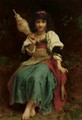 Young Woman Carding Wool - Etienne Adolphe Piot