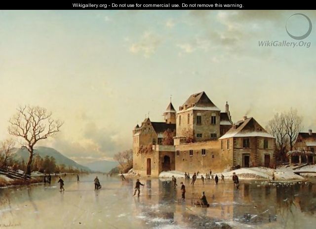 A Village On The Rhine In Winter - Johannes Bartolomaus Duntze
