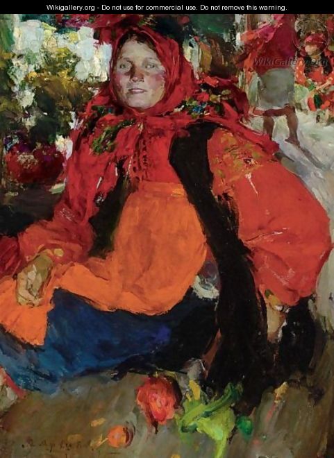 Portrait Of A Russian Peasant Girl - Abram Efimovich Arkhipov