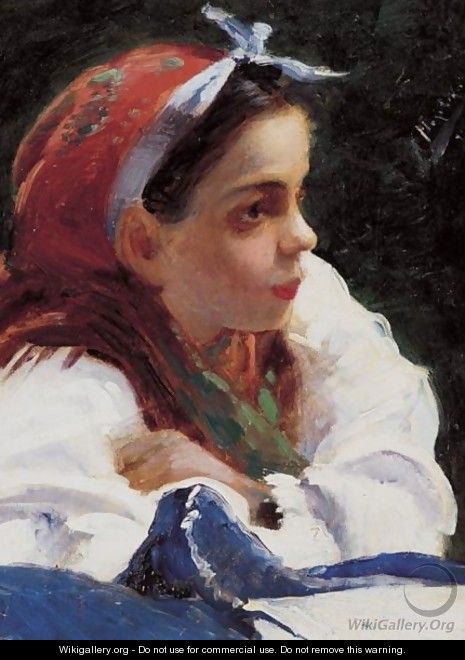 Portrait Of A Young Girl - Aleksandr Vladimirovich Makovsky