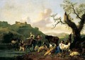 A River Landscape With Drovers And Their Animals - Hendrik Mommers