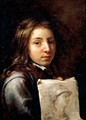 Portrait Of A Young Artist, Head And Shoulders, Holding A Drawing Possibly Of Minerva - (after) Michiel Sweerts