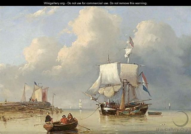 Shipping In An Estuary - George Willem Opdenhoff