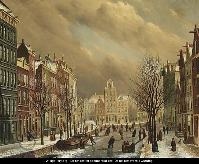 A View Of The Brouwersgracht In Amsterdam On A Winter Day - Oene Romkes De Jongh
