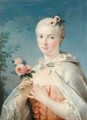 Portrait Of A Lady With Roses - French School