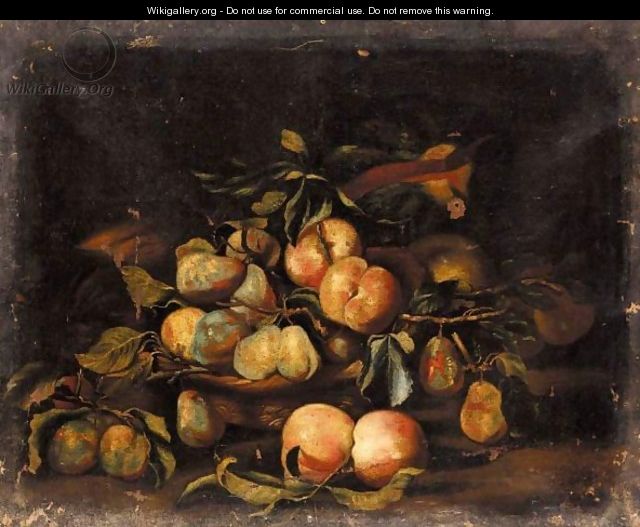 A Still Life Of A Melon, Peaches And Pears - Roman School