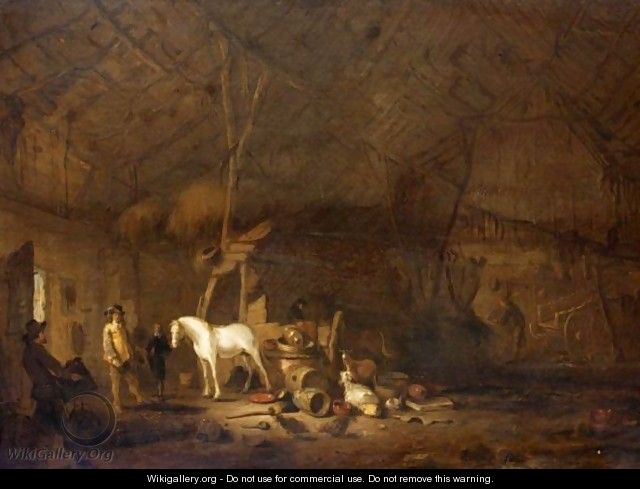 A Barn Interior With A Cavalier And His Horse - Egbert Lievensz. Van Der Poel