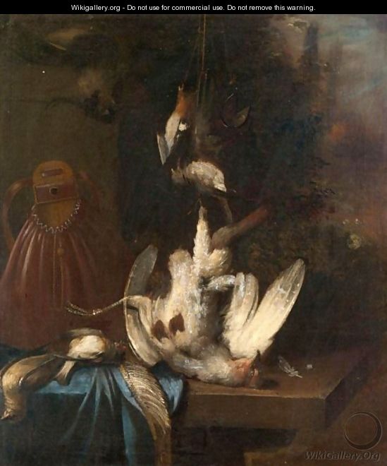 A Still Life With A Partridge, And Song Birds, Together With A Game Bag On A Ledge - Dutch School