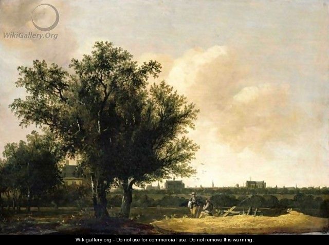 A View Of Leiden, With Figures Resting In The Foreground - Pieter Cosyn