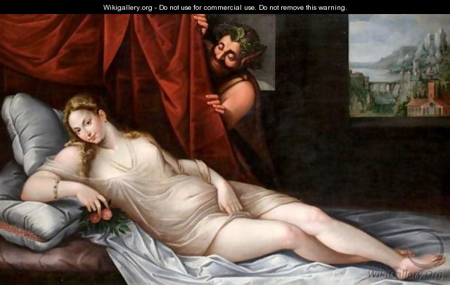 A Reclining Venus With A Satyr - (after) Tiziano Vecellio (Titian)