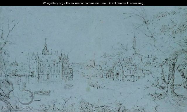 Landscape With A Moated Castle Near A Village, With Trees - Flemish School