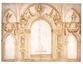 An Elaborate Design For The Decoration Surrounding An Apse And Two Side Chapels - Giorgio Vasari
