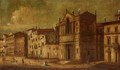 A Capriccio Scene With Figures Before A Palazzo - (after) Francesco Guardi