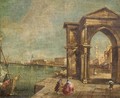A Venetian Capriccio Scene With A Triumphal Arch - (after) Francesco Guardi