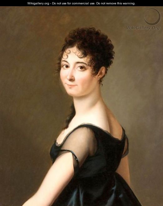 Portrait Of A Lady, Half Length, Wearing A Black Silk Dress - (after) Jeanne Elisabeth Chaudet