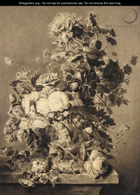 Still Life With Flowers And A Bird