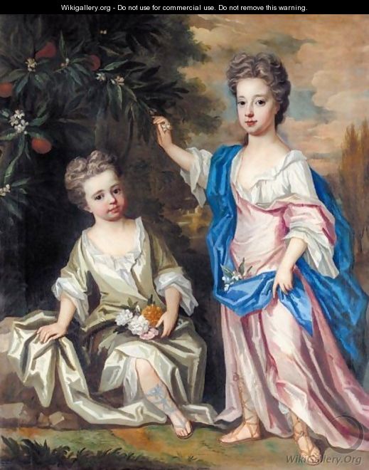 Portrait Of Two Sisters - (after) James Francis Maubert
