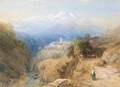 Figures On A Mountain Track, A Town Beyond, Italy - Thomas Miles Richardson, Jnr.