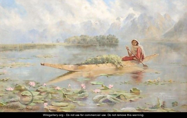 A Lake Scene In Kashmir - Major Edward Molyneux