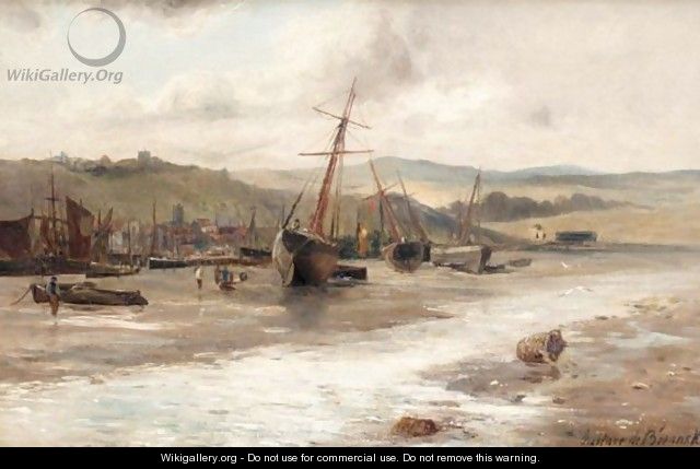 Boats At Low Tide - Gustave de Breanski