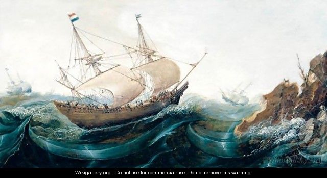 Dutch Shipping Off A Rocky Coast - Cornelis Verbeeck