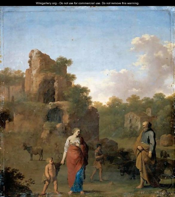 Landscape With The Expulsion Of Hagar And Ishmael - Cornelis Van Poelenburgh