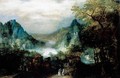 A Mountainous River Landscape With Elegant Figures On The Approaches To A Village - David Vinckboons