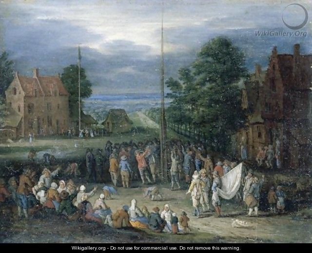 A Village Scene With Figures Shooting The Popingay And Dancing Around A Maypole - (after) Jan The Elder Brueghel