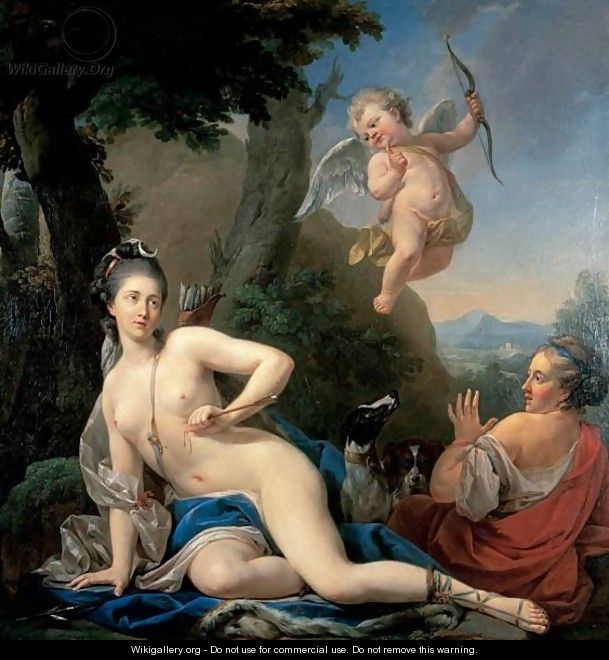 Allegorical Portrait Of A Lady As Diana Wounded By Cupid - Louis Michel van Loo