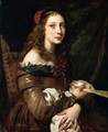 Portrait Of A Young Lady, Half Length, Wearing A Silk Dress And Holding A Fan - North-Italian School
