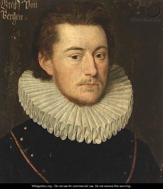 A Portrait Of A Nobleman, Said To Be Graf Von Bergen, Bust Length, Wearing A Black Coat With A White Lace Collar - German School