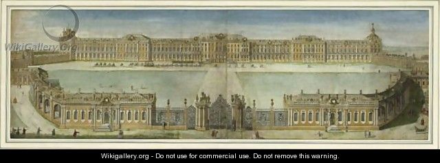 A Handcoloured Engraving Of The Catherine Palace In Tsarskoje Selo In St. Petersburg, Russia. - Russian School