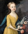 Portrait Of A Young Girl With Bouquet Of Flowers - English School
