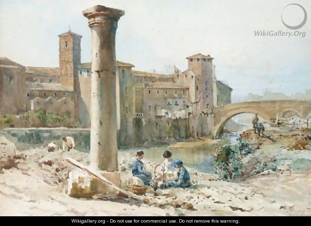 A View In Rome - Ettore Roesler Franz