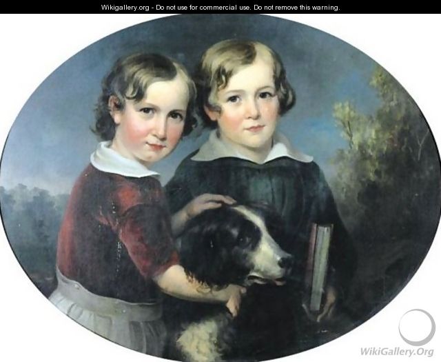 Two Boys And A Dog - George Cochran Lambdin