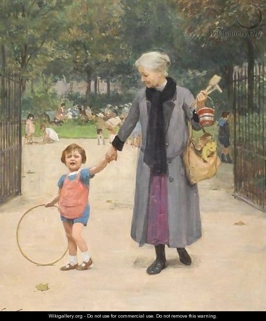 In The Park With Grandmother - Victor-Gabriel Gilbert