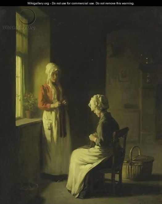 Sewing By The Window 2 - Claude Joseph Bail