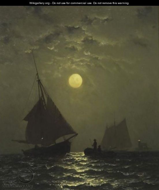 Moonlight And Fishing Boats - Francis Augustus Silva