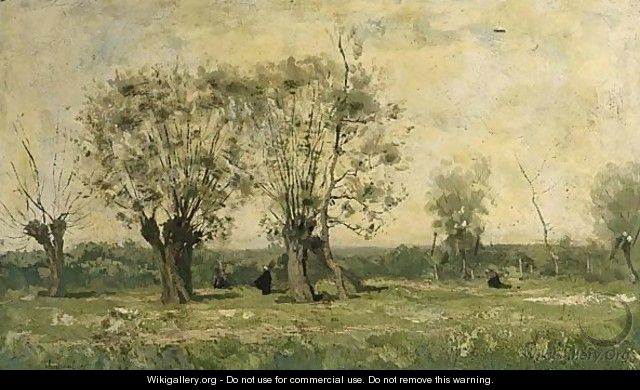 Landscape With Willow Trees - Antoine Chintreuil