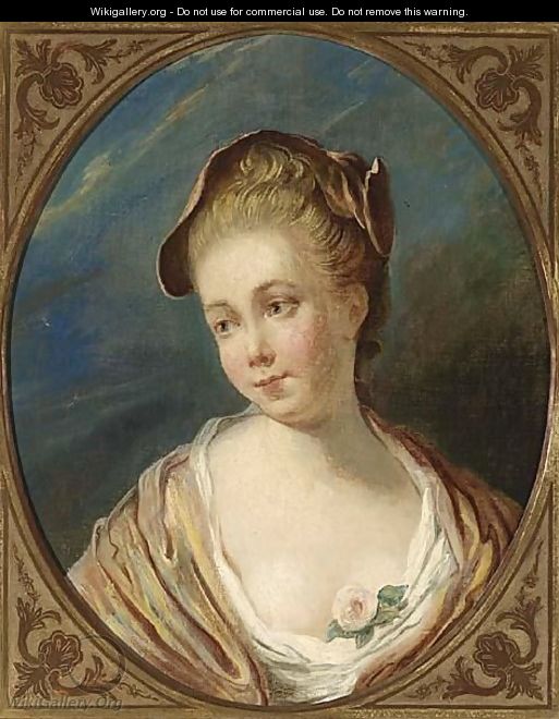 A Bust Length Portrait Of A Young Lady - (after) Fragonard, Jean-Honore