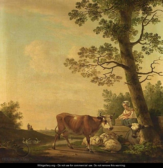 A Peasant Woman With Her Cattle - (after) Abraham Van, I Strij