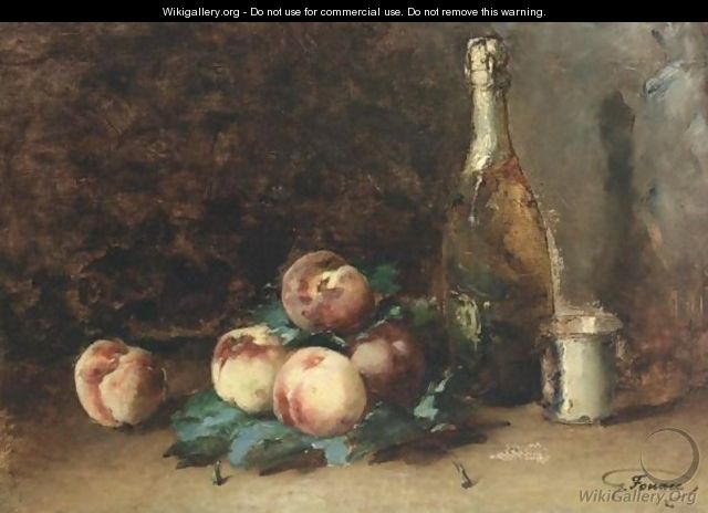 A Still Life With Peaches - Guillaume-Romain Fouace