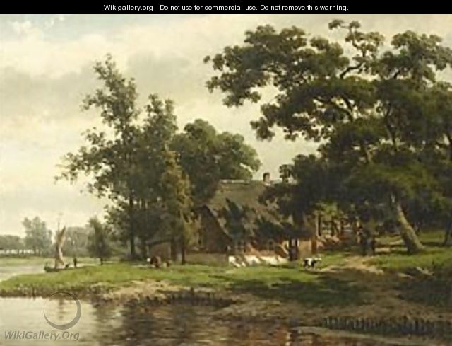 Peasants Near A Farmhouse - Cornelis Johannes De Vogel
