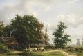 Cows Near A Windmill In A Wooded Landscape - Jan Frederik Van Deventer