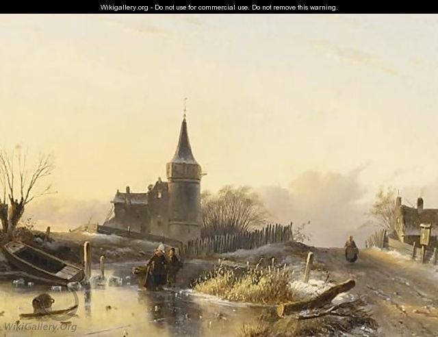A Winter Landscape With Figures On The Ice 3 - Charles Henri Leickert