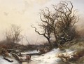 Wood-Gatherers In A Snowy Landscape - Pieter Lodewijk Francisco Kluyver