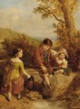 Children Playing By A Stream - (after) Erskine Nicol