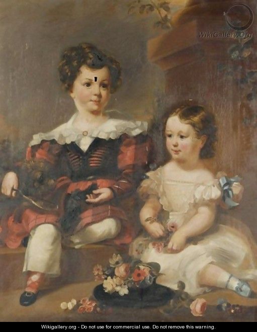 Portrait Study Of John Ramsay Of Straloch And His Sister Susan Christina Mary Ramsay - English School