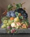 Grapes And Other Fruit On A Ledge - Amalie Kaercher