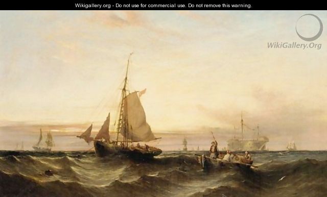 Raising The Catch At Sunset - (after) William Calcott Knell